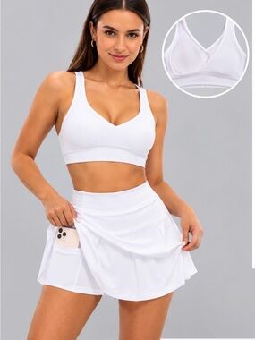 White Women's Active Skort - Classic Athletic Skirt